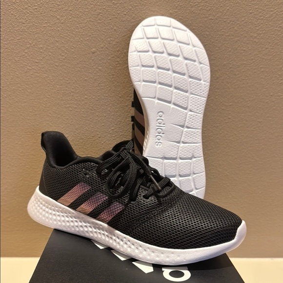 Adidas Puremotion Women’s Size 7.5 Running Black/Iridescent Stripes FX4826 - Picture 1 of 12